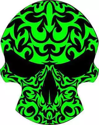 4x5 Green Tribal Skull Sticker Vinyl Car Window Decal Stickers Decals Sign Signs • $7.99