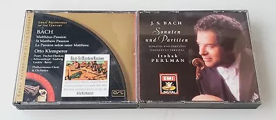 Bach St. Matthew Passion Otto Klempere & Sonatas Partitas Itzhak Perlman CD LOT • $19.95