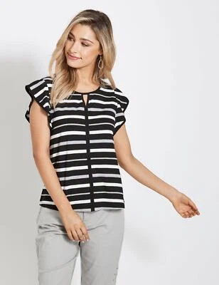 $16.46 • Buy Rockmans Cap Sleeve Lurex Stripe Top Womens Clothing  Tops Tunic