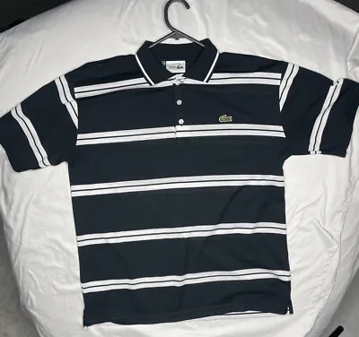 Lacoste Polo Shirt Black An White Stripe Made In ￼ France • $35