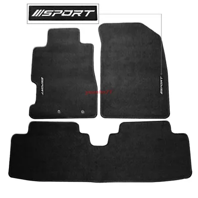 For 01-05 Honda Civic 4Dr 2Dr Black Floor Mats Nylon Carpets W/ White Sport • $57.99