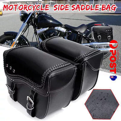 2PCS PU Leather Motorcycle Side Saddle Bag Saddlebags Luggage Panier Tool Bags B • $77.49