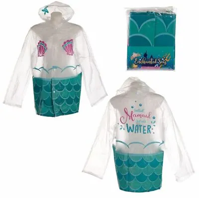 £6.95 • Buy Enchanted Seas Mermaid Cute Adult Waterproof Raincoat Rain Festival Mac Coat