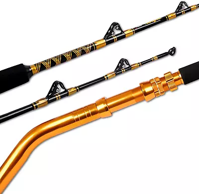 Saltwater Fishing Rod 2 Piece Bent Butt Trolling Rod Deep Sea Roller Rod Big Gam • $126.99