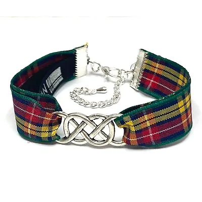 BUCHANAN Scottish Tartan Bracelet W/ Silver Infinity Centre Charm + GIFT BAG • $9.96
