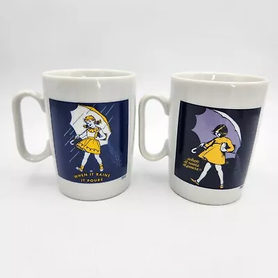 Vintage Morton Salt Set Of 2 Coffee Cups Mugs 1956 And 1968 Oval Handle Japan • $9.95