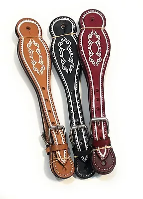 Western Saddle Heavy Duty Leather Spur Straps Horse Tack Correllones Espuela • $23.99