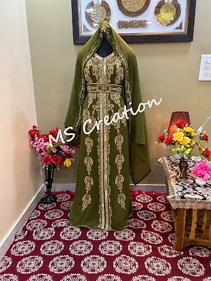 SALE Wedding Dress Moroccan Caftan African Dress Abaya Very Fancy Long Gown 413 • $81.60