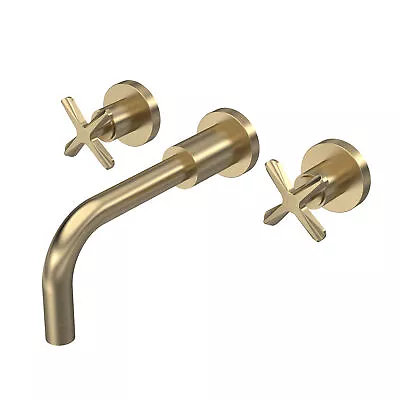 Nuie Aztec 3-Hole Wall Mounted Basin Mixer Tap - Brushed Brass • £114.95