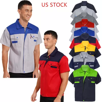 US Men‘s Work Shirts Mechanic Technician Uniform Small Size Short Sleeve Jacket • $18.21