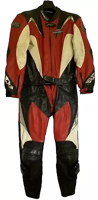 Vintage Mens Spidi Leather Motorcycle 2 Piece Suit Red Size 44  Chest Racing • $223.79