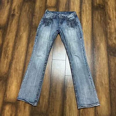 Cowgirl Tuff Western Jeans 28 X 35 Bootcut Denim Blue Pocket Bling Tuff Jeans • $34.99