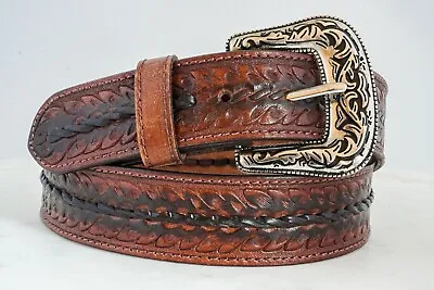Men's Western Leather Belt Strap Cowboy Rodeo Hand Braided • $19.99