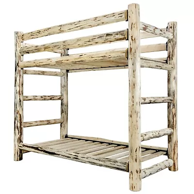 Log Bunkbed Rustic TWIN Bunk Beds Western Lodge Amish Made Furniture • $1929