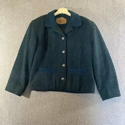 Vintage Woolrich Jacket Womens Small Green Wool Button Coat Lined 80s USA Made • $29.99