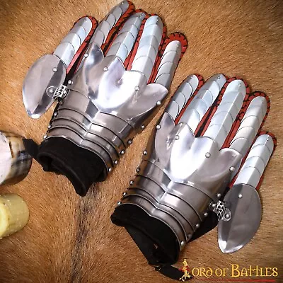 Steel Gauntlet Medieval Gloves Knight Larp Gothic Functional Crusader Armor Pair • $120.99