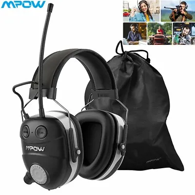 Mpow AM/FM Radio Ear Defender Protection With Bluetooth NRR29dB Ear Muffs Safety • £42.99