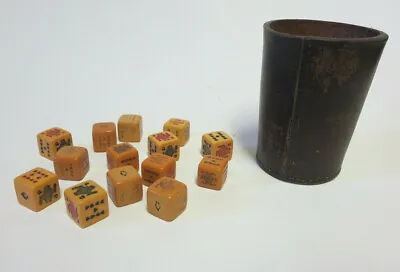 Vintage Bakelite Poker Dice Leather Cup • $46