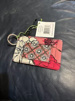 Vera Bradley Clip Zip ID Holder Wallet Mocha Rouge Clear View New With Tags • $10