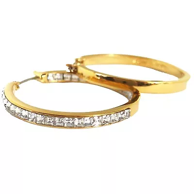 Auth NEW MICHAEL KORS GOLD Inside Outside CZ Sparkling Hoop Earrings Dust Bag • $44.10