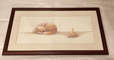 £18 • Buy Framed Print 'CATNAP' By Warwick Higgs - Cat And Kitten - Collection (29''Wx15D)
