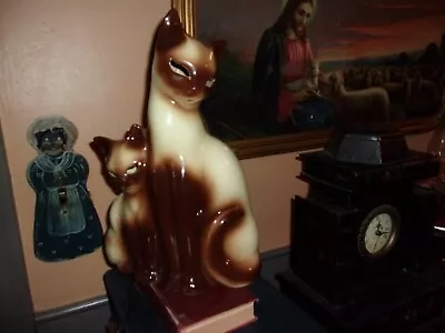 $96 • Buy Vintage Siamese Cat With Kitten TV Lamp KRON Mid Mod Ceramic Light Century MCM