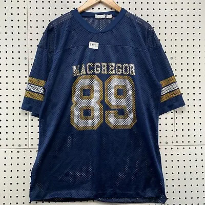 Vintage 80s Macgregor Football Jersey Mens Large Blue #89 MAde USA 22.5x30.5 • $28.49