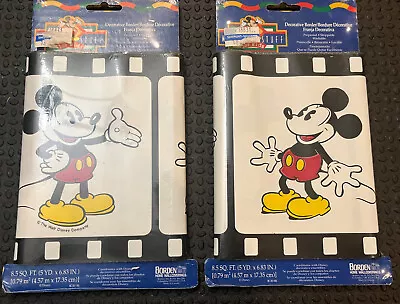 NOS Mickey Mouse Decorative Wall Border PrePasted 5 Yards (lot Of 2) • $22