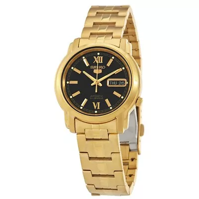 Seiko 5 SNKK86 Men's Gold Tone Stainless Steel Black Dial Automatic Watch • $159