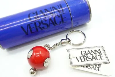 GIANNI VERSACE Vintage Key Chain Medusa Ball Red 6252k • $120