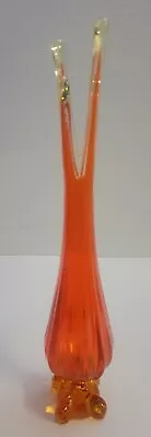 Viking Glass Epic Four Square Footed Swung Vase Persimmon 15 In • $150