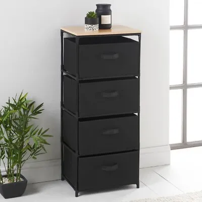 Canvas 4 Chest Of Drawer With MDF Table Top Bedroom Furniture Storage Cabinet • £39.99