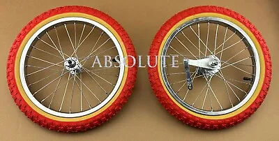 16  Chrome Heavy Duty 28 Spoke Bike Wheel Set W/red Gum 2.125 Bmx Comp Iii Tires • $182.95