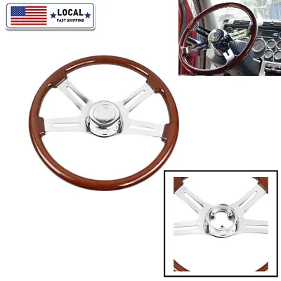 4 Spoke Steering Wheel 18  Wood For Freightliner Kenworth Peterbilt Volvo • $139.88