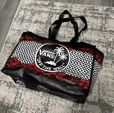 Vans Off The Wall Black & Red Checkered Tote Bag Reusable Shopping Bag W/ Straps • $5.99