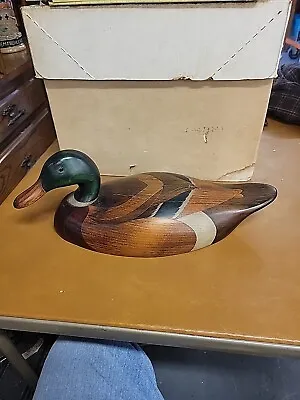 Vtg Hand Carved Duck Decoy By John Barto 1981 • $100
