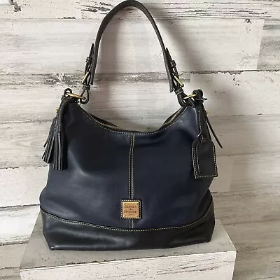 Dooney & Bourke Sophie HOBO Leather Shoulder Bag Midnight Blue Black • $49.99