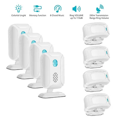 4x Welcome Chime Wireless Motion Sensor Door Bell Alarm Entry Doorbells System • $101.36