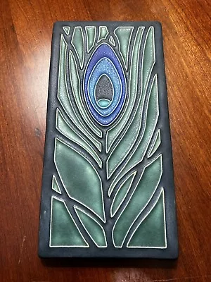 Motawi Tileworks Peacock Feathers Dk Green “no Frame” Arts Crafts Nouveau 4x7 • $150