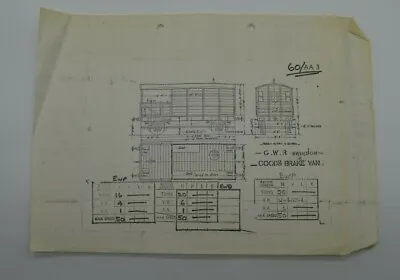 GWR Railway Diagram Goods Brake Van Technical Drawing  /AA3 • £8.64