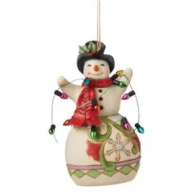 $19.50 • Buy Jim Shore Snowman Wrapped In Lights Ornament 6009885