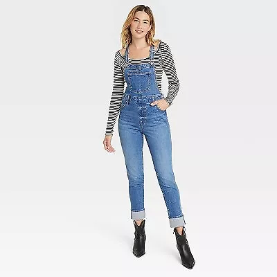 Women's Denim Overalls - Universal Thread Medium Wash 0 • $16.99