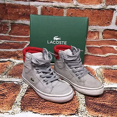Lacoste Marcel High Tops Canvas Trainers UK Size Infant 8 - Complete With Box • £10.50