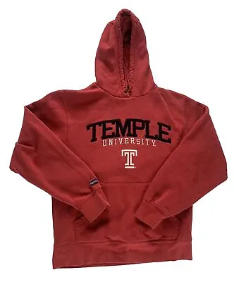 Temple University Hoodie Mens Small Red Pullover Hooded Sweatshirt S Vintage VTG • $15