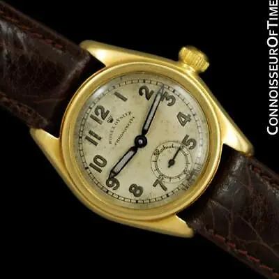 1938 ROLEX Rare Early Oyster Vintage Mens 18K Gold Watch Original With Warranty • $4495