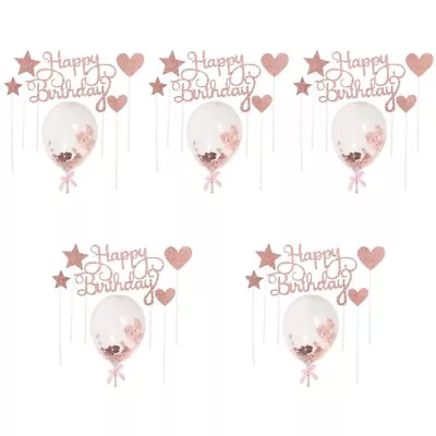  10 Sets Heart Decor Stars Cupcake Toppers Insert Decorations • £18.28