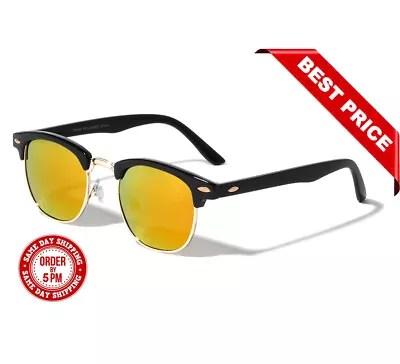 Retro Fashion Half Frame Flash Mirror Lens Club Vintage Master Sunglasses • $11.98