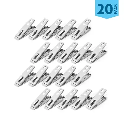 £3.50 • Buy 20 Pack Stainless Steel Spring Loaded Metal Clothes Pegs Laundry Clip Cloth Pack