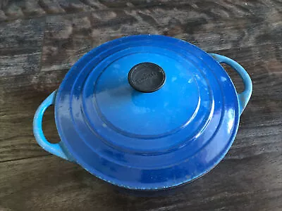 Cousances  # 22 Cast Iron Enamel Dutch Oven Blue 9”d  X 4 “ 3.5 QT • $44.94