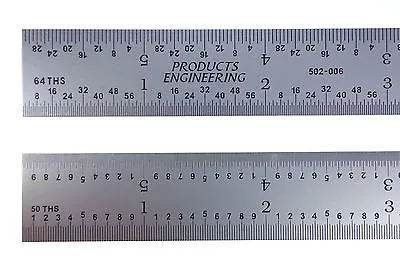 PEC USA 12  Rigid Satin 16R (1/50 1/100 1/32 1/64) Machinist Ruler/rule Scale • $39.99